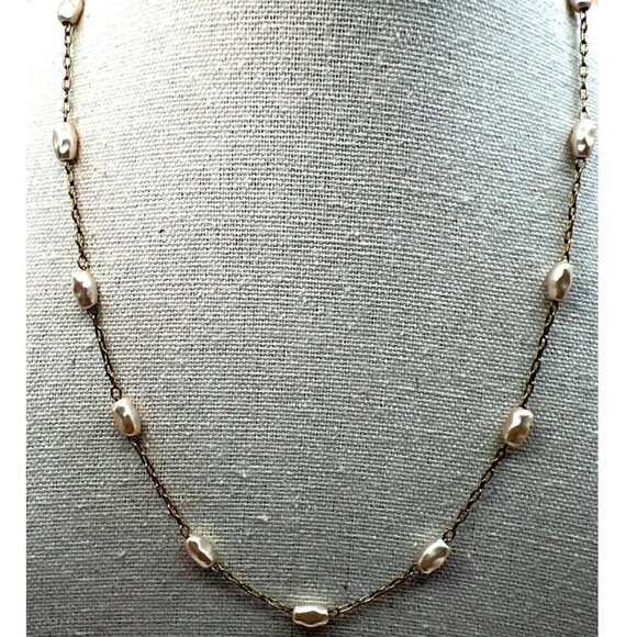 Barbie Freshwater Pearl Gold Tone Necklace. B78 - Picture 1 of 10